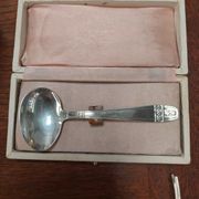 Art Deco silver metal porridge spoon