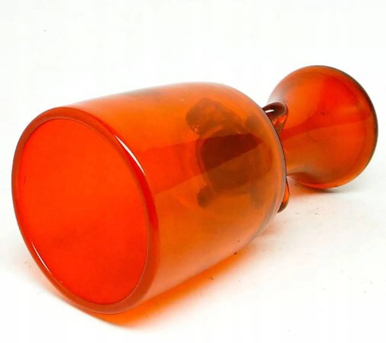Krakow goblet, mid-century modern, red glass, designed by J. Słuczan-Orkusz, Poland, 1970s