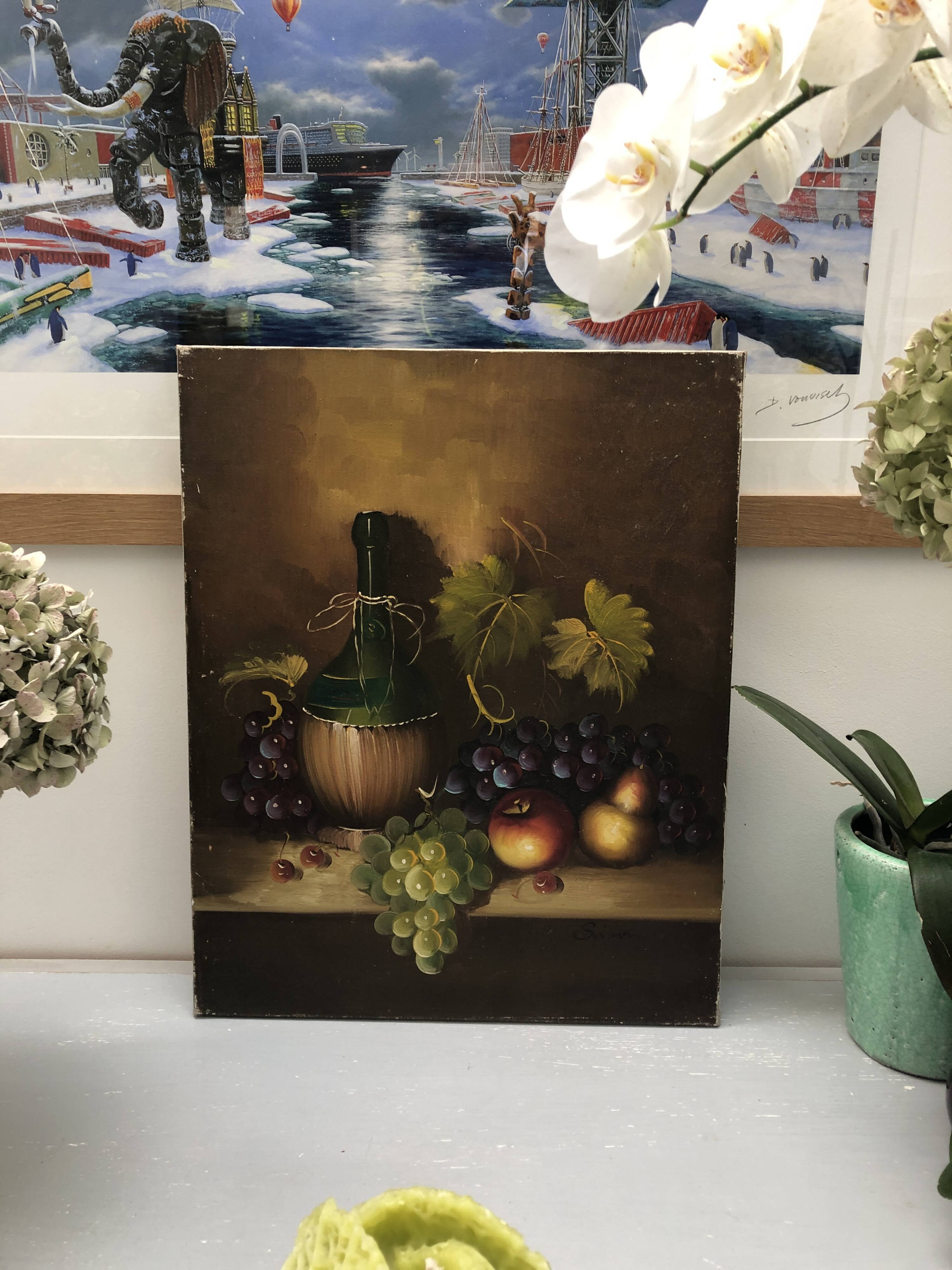 Still life painting with fruits
