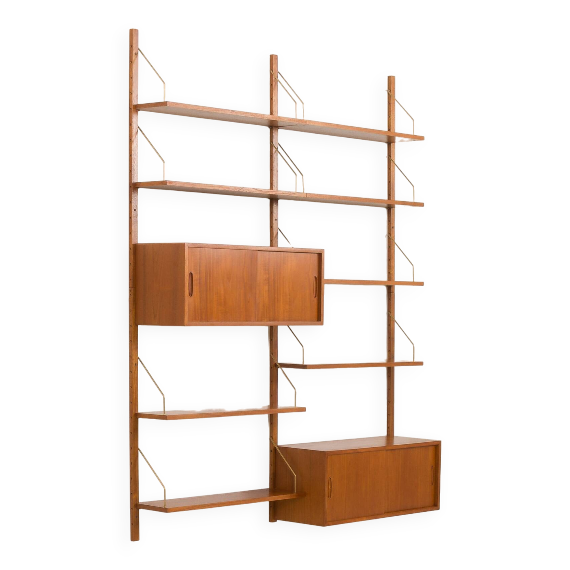Danish mid-century teak wall unit with 2 cabinets, 1970s.