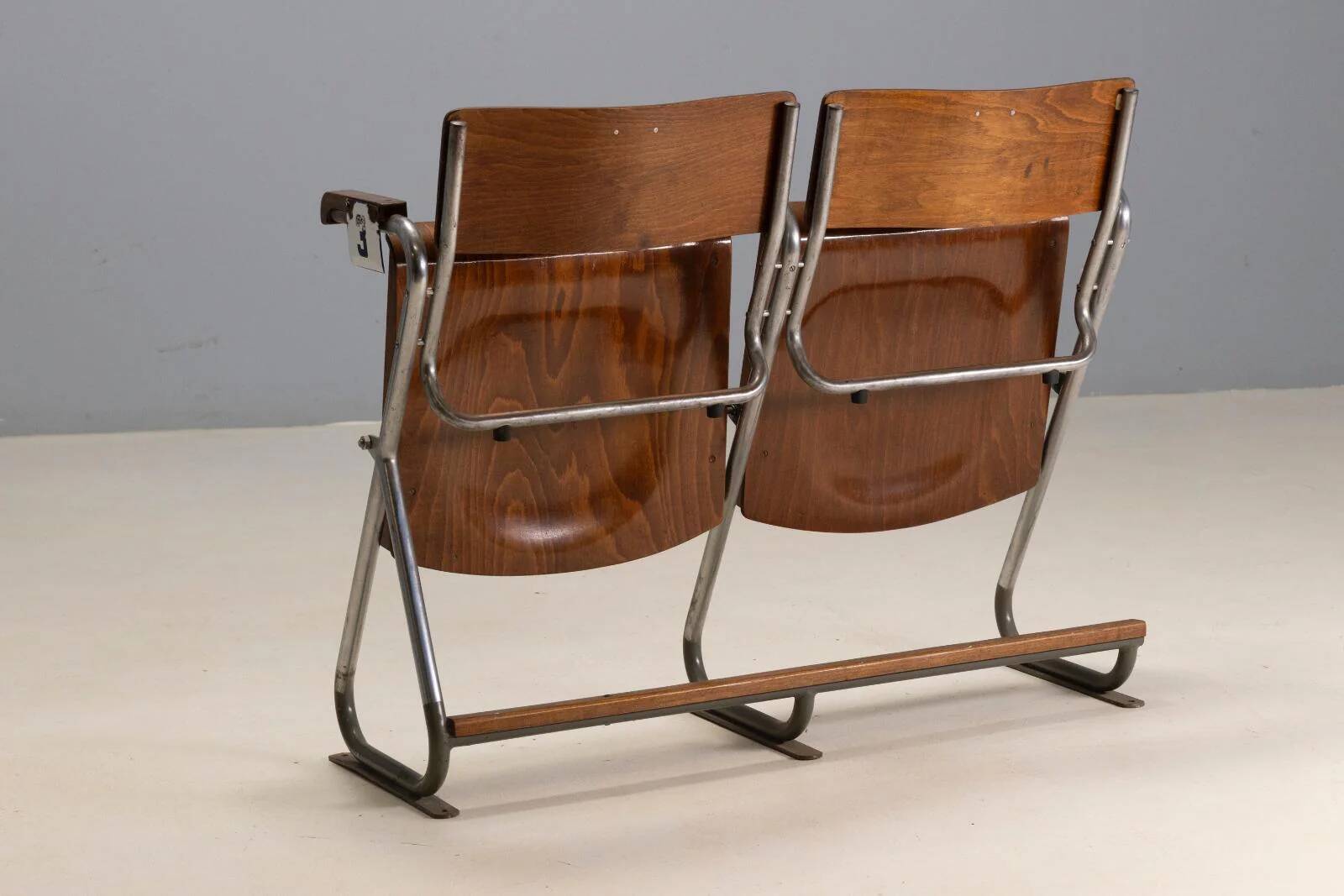 Two-seater folding bench, Bauhaus style, 1930s, Czechoslovakia