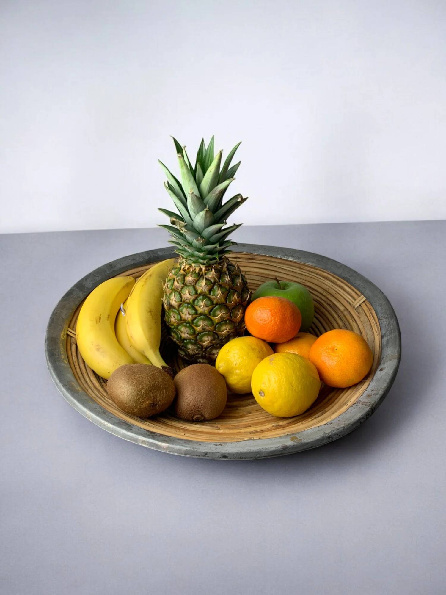 XL circular rattan tray, Italy, 1970s