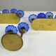 Bougeoirs en laiton massif et en verre artistique bleu cobalt par Gunnar Ander pour Ystad-Metall, Suède, années 1950.