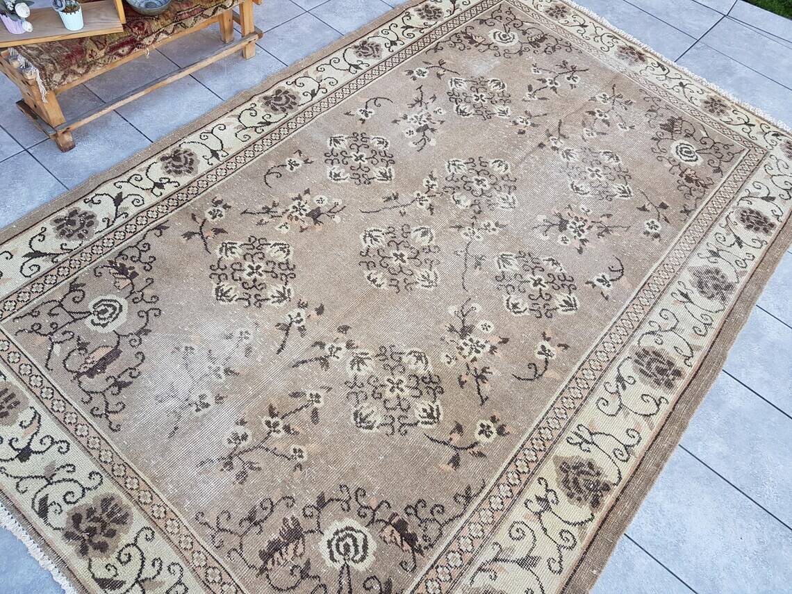 Oushak Vintage Floral Handmade Rug sku882
