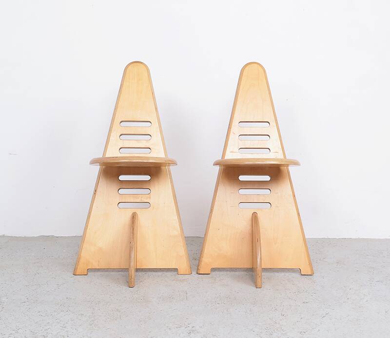 Lundi-sit adjustable wooden chairs, Lundia 1980s