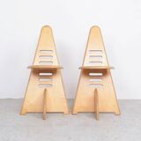 Lundi-sit adjustable wooden chairs, Lundia 1980s