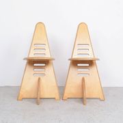 Chaises en bois ajustables Lundi-sit, Lundia années 1980.