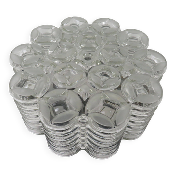 Plafonnier vintage WILA Leuchten en verre structuré, Allemagne 1970