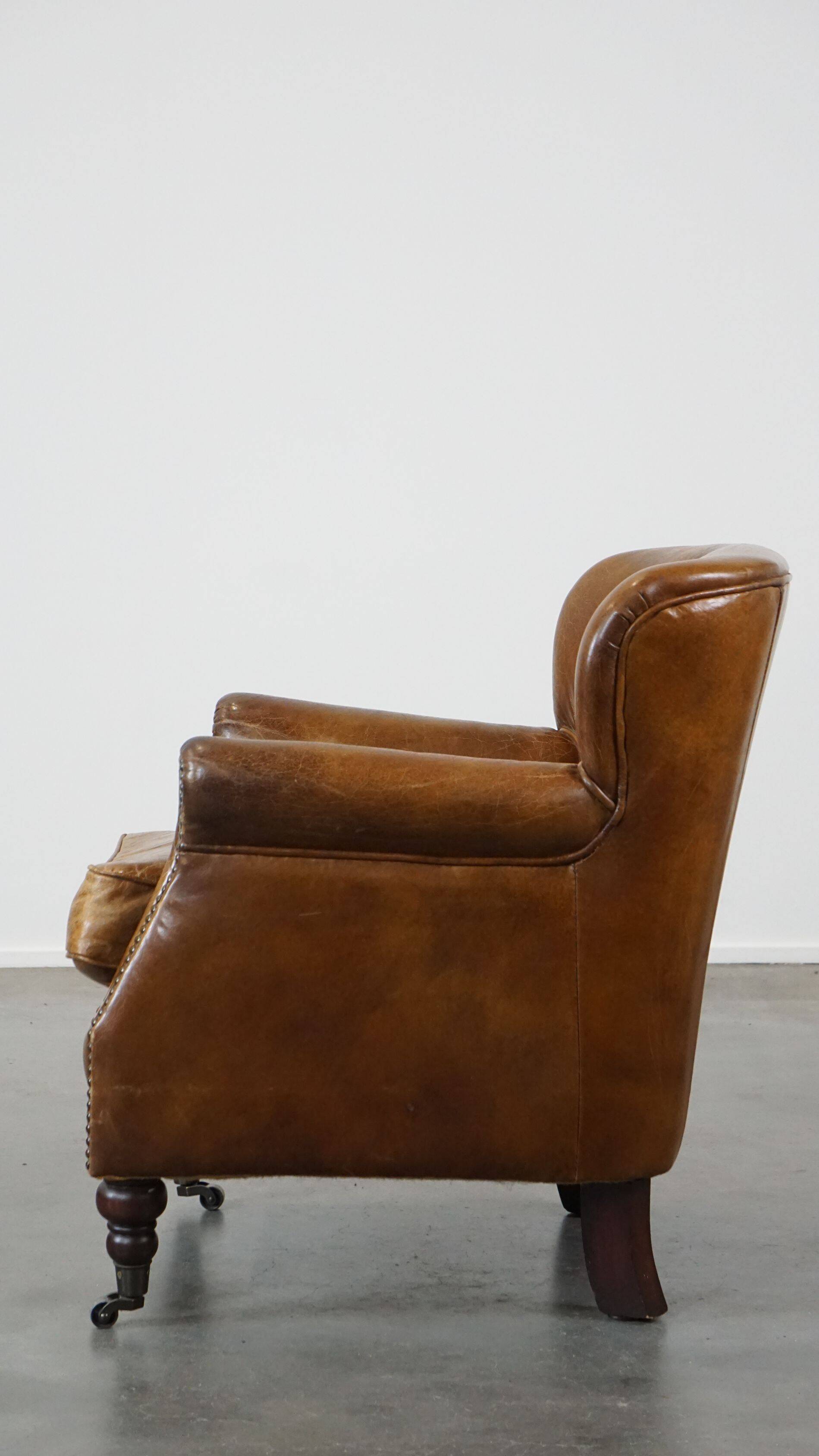 Cognac-colored subtle armchair