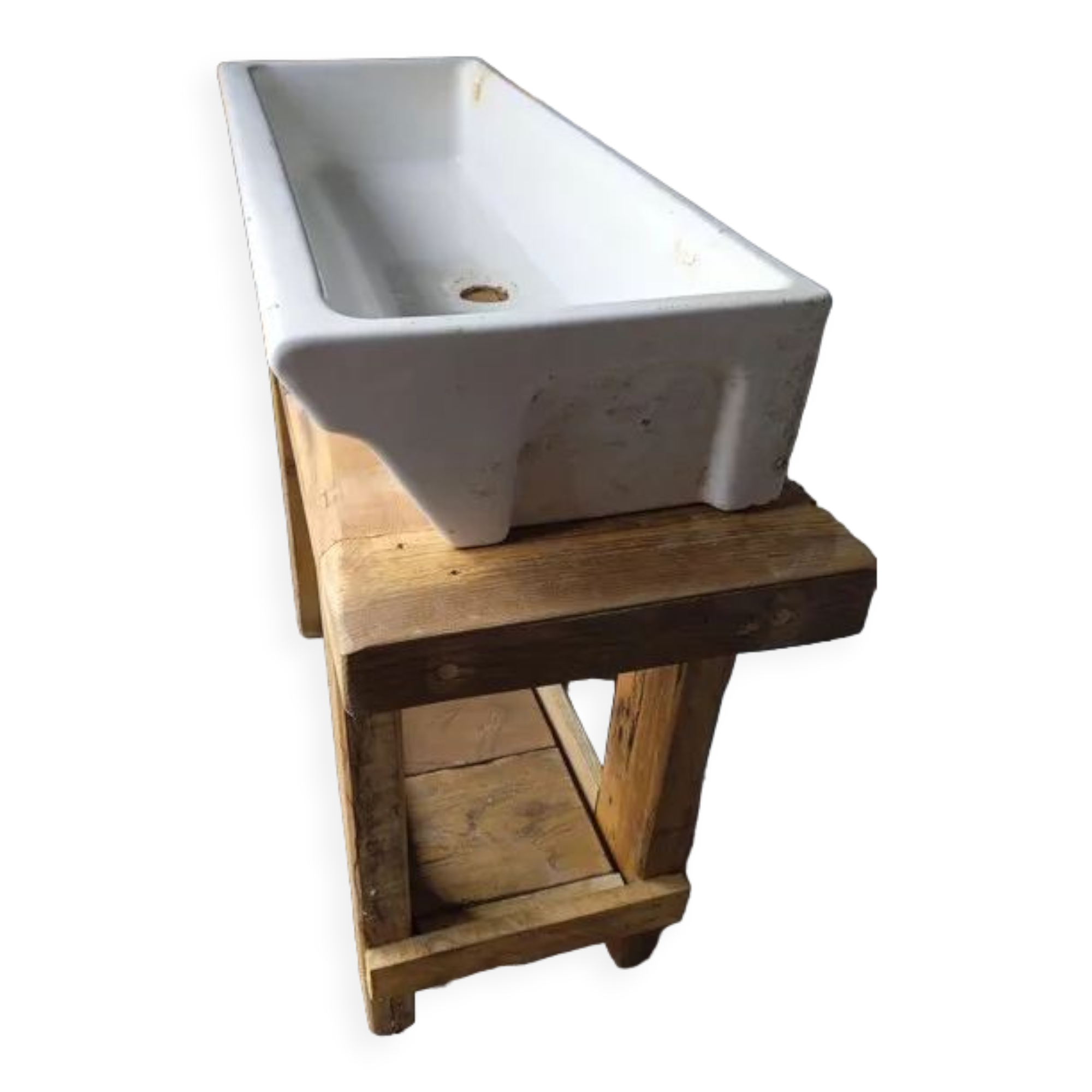 Old washbasin enamelled ceramic school sink ep 1960