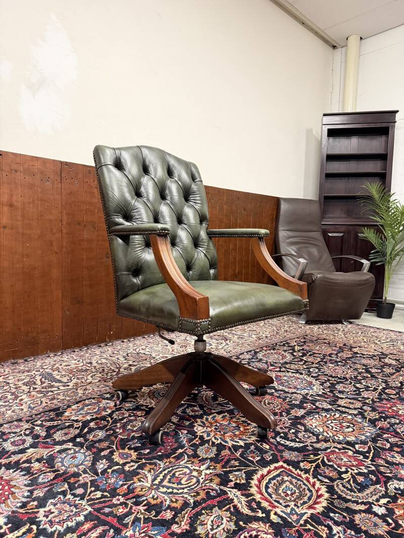English Chesterfield Green Office Chair