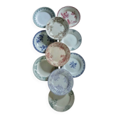 10 assiettes plates anciennes en Terre de fer