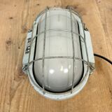 Industrial Cast Aluminium Wall Light with Milk Glass from Elektrosvit, 1970s