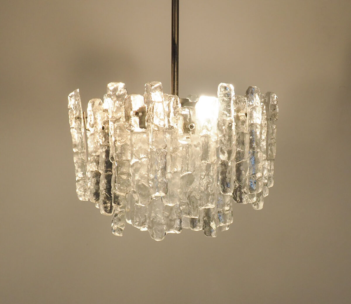 Ice Glass Chandelier by J. T. Kalmar for Kalmar Franken KG, 1960s