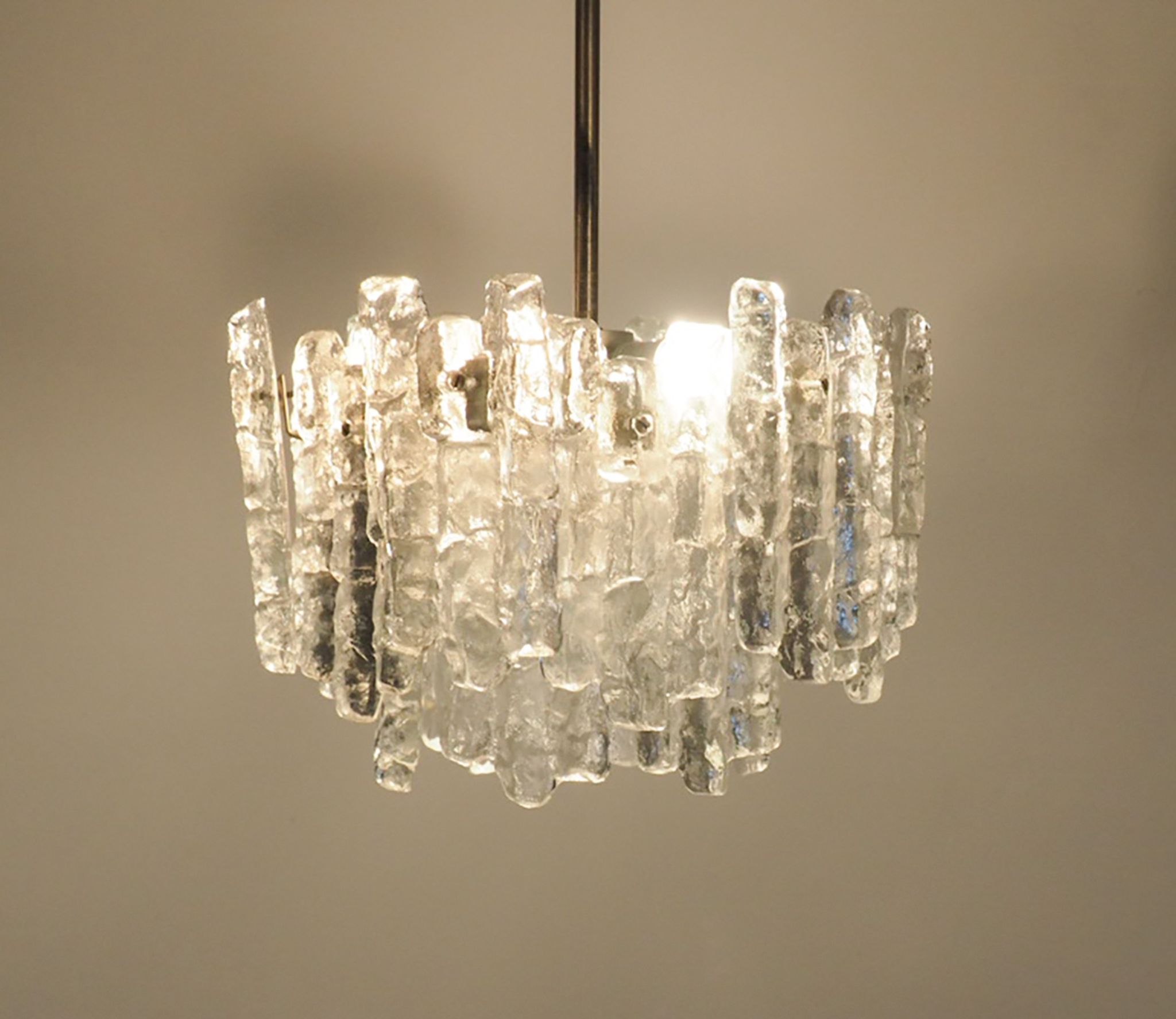Ice Glass Chandelier by J. T. Kalmar for Kalmar Franken KG, 1960s