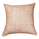 Indian cushion cover in hand-embroidered silk, beige and red