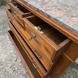 Louis-Philippe chest of drawers in cherry burl and Pyrenees marble top f