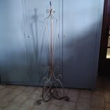 Twisted wrought iron floor lamp base, circa 1940