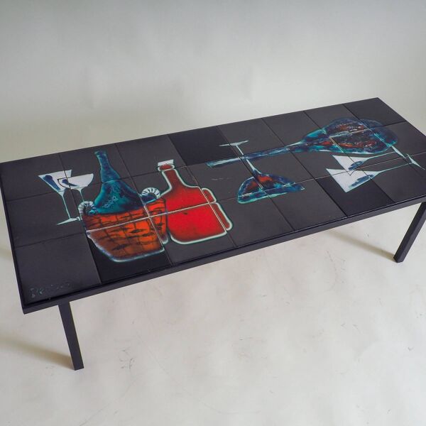 Table basse carrelée de style mid-century modern par Antonio Denisco