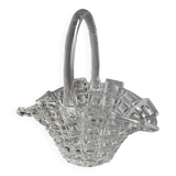 Old basket pocket emptier in transparent glass - Libochovice glassworks - Czechoslovakia