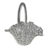 Antique clear glass basket or bowl - Libochovice glassworks - Czechoslovakia
