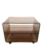 Coffee table / serving table in smoked plexiglass by Michel Dumas