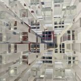Pair of kinetic plexiglass wall lights