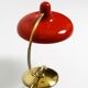 Beautiful large Mid Century Modern brass table lamp with red metal shade