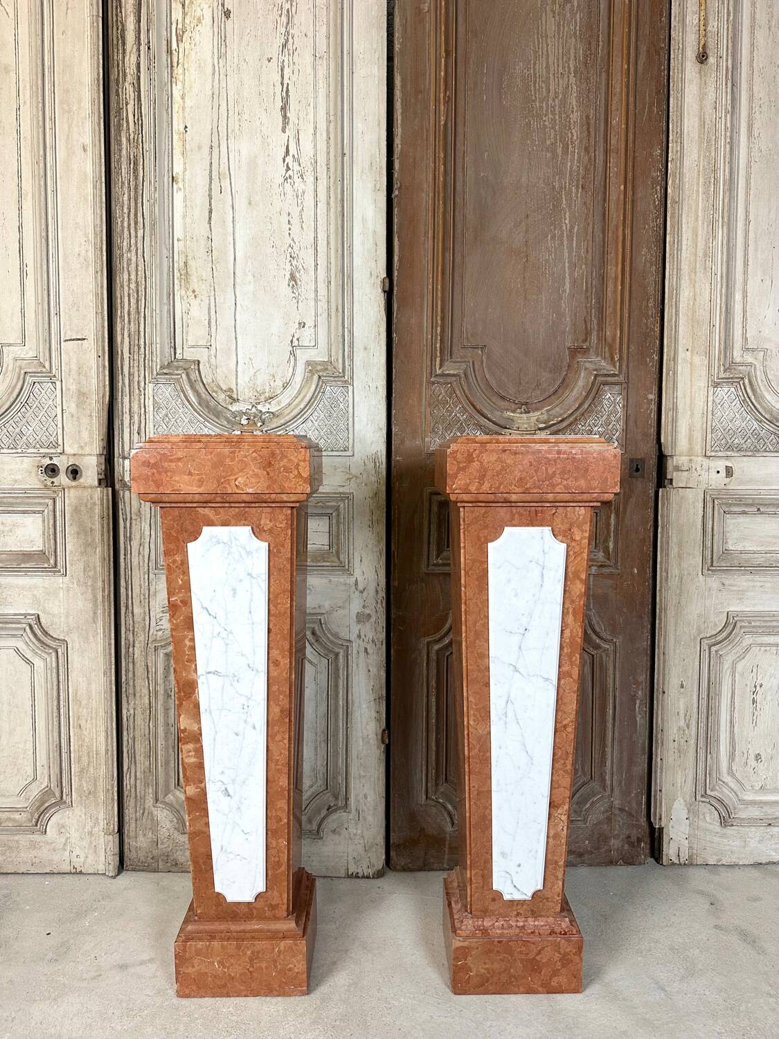 Pair of 20th century marble columns