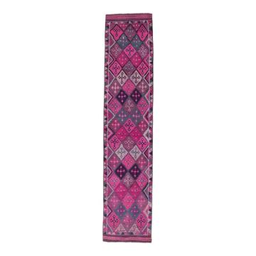 Vintage Hot Pink Turkish Hand-Knotted Runner 81x390