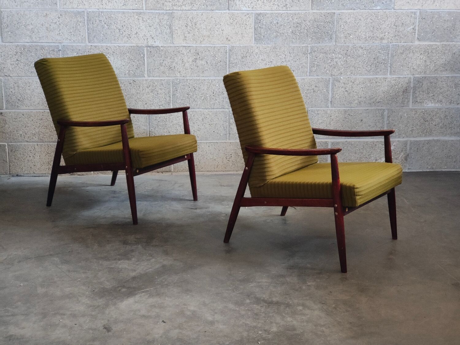 Pair of armchairs Olive Green by Jiri Jiroutek 1960