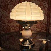 Antique Art Deco lamp in pink glass and chrome metal – Unusual and timeless