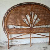 Old headboard "Peacock" in rattan / Emmanuelle