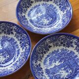 3 Broadhurst Staffordshire English earthenware calotte plates