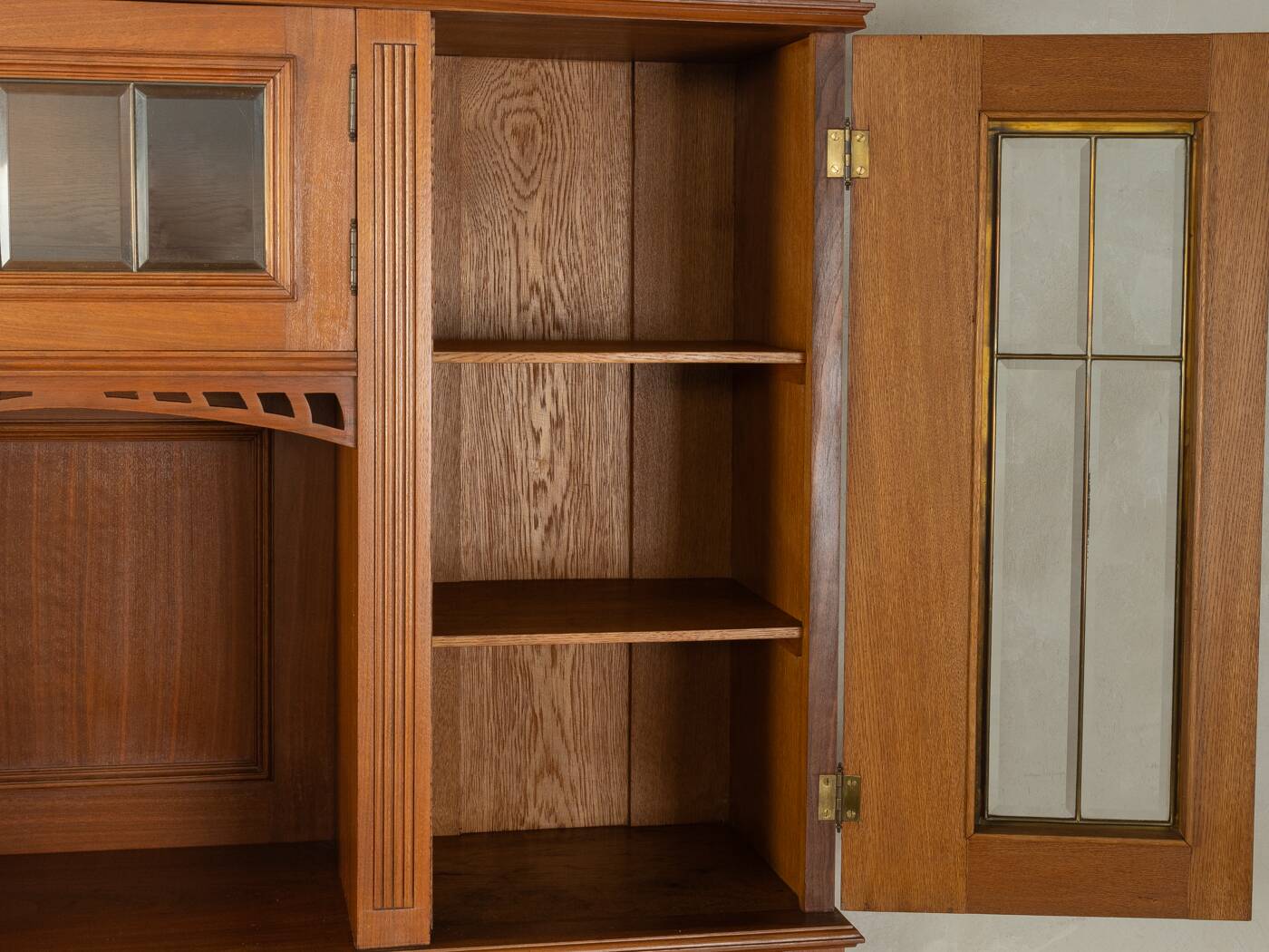 Two-piece buffet from the 1910s in Art Nouveau style, beech wood