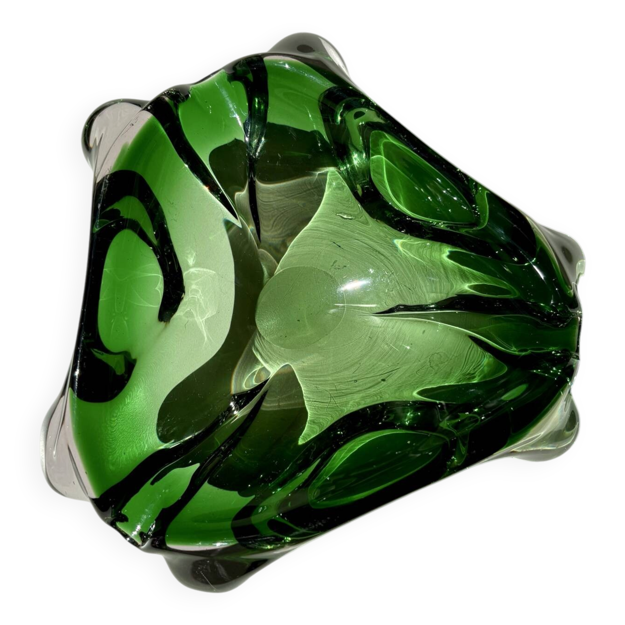 Green Murano glass vide-poche / ashtray from 1970