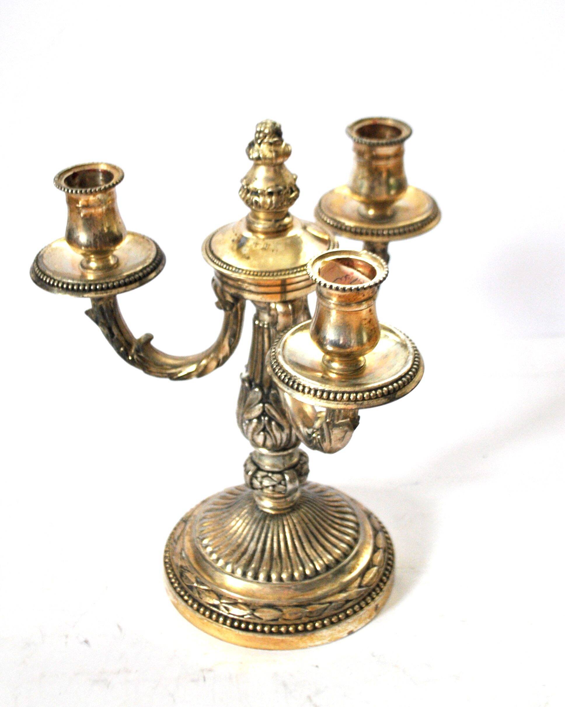 Vintage candlestick holder - 3-light metal candelabra