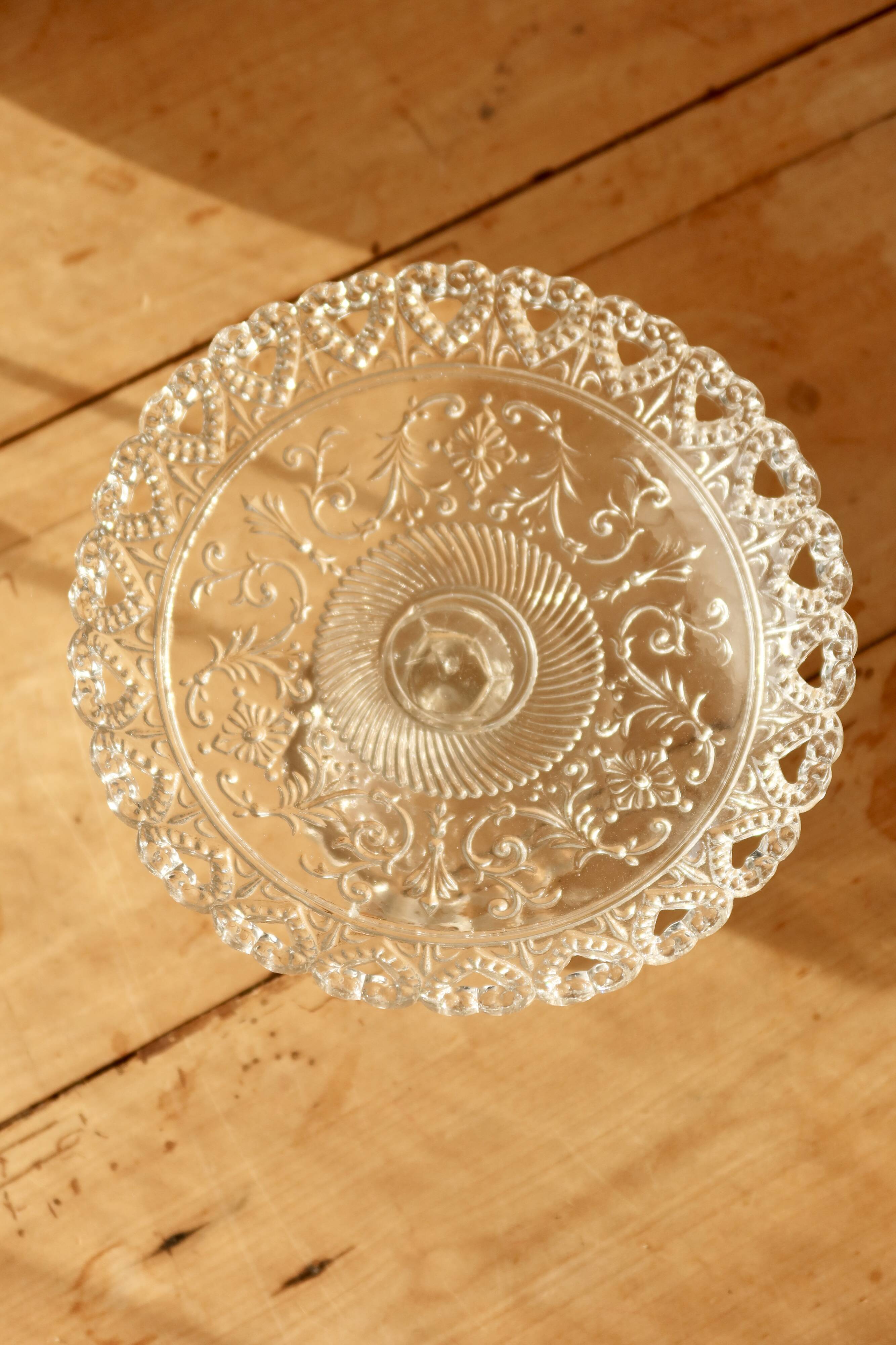 Vintage molded glass compote dish