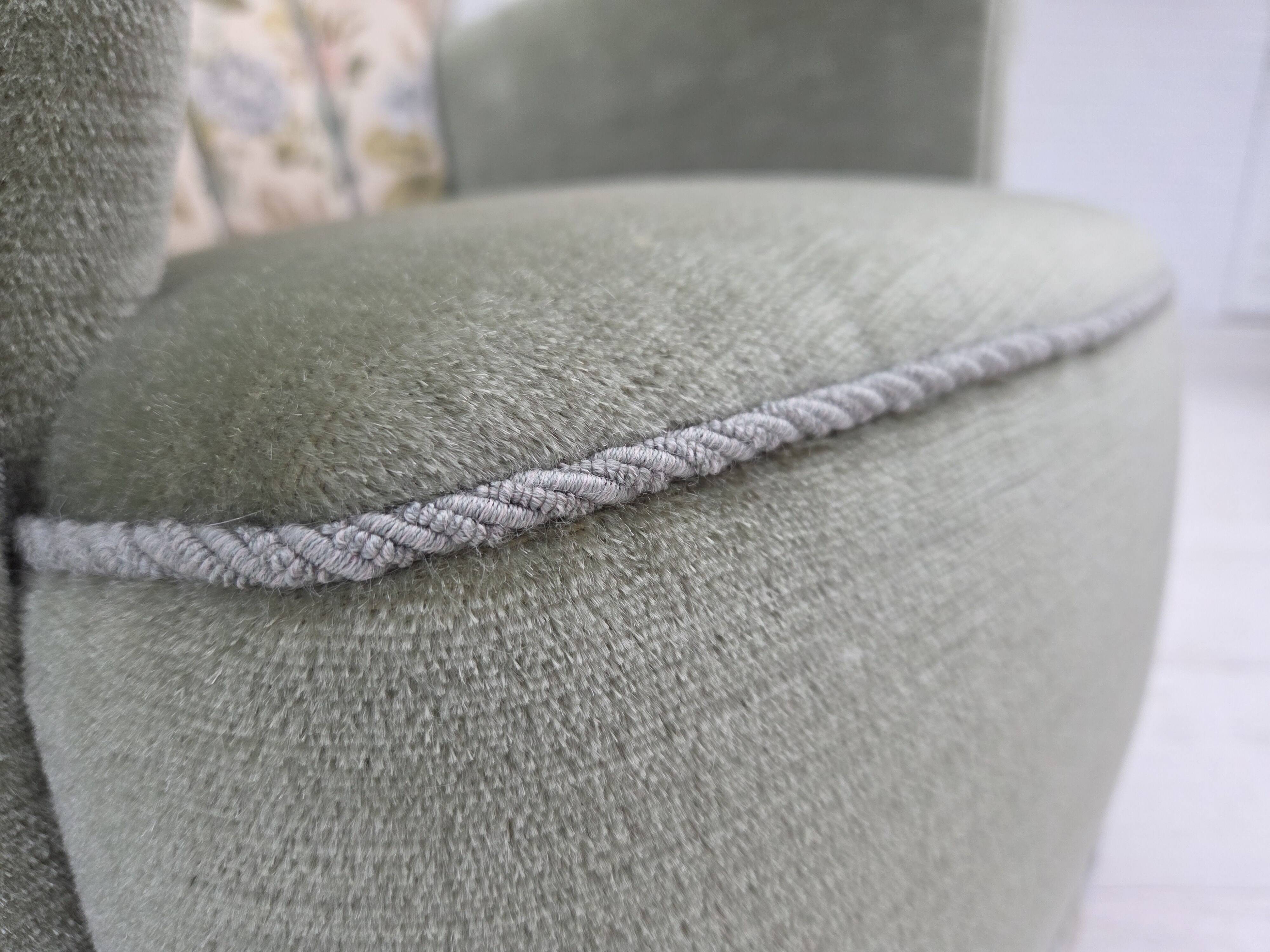 1970s, Danish relax armchair, green furniture velour, original condition.