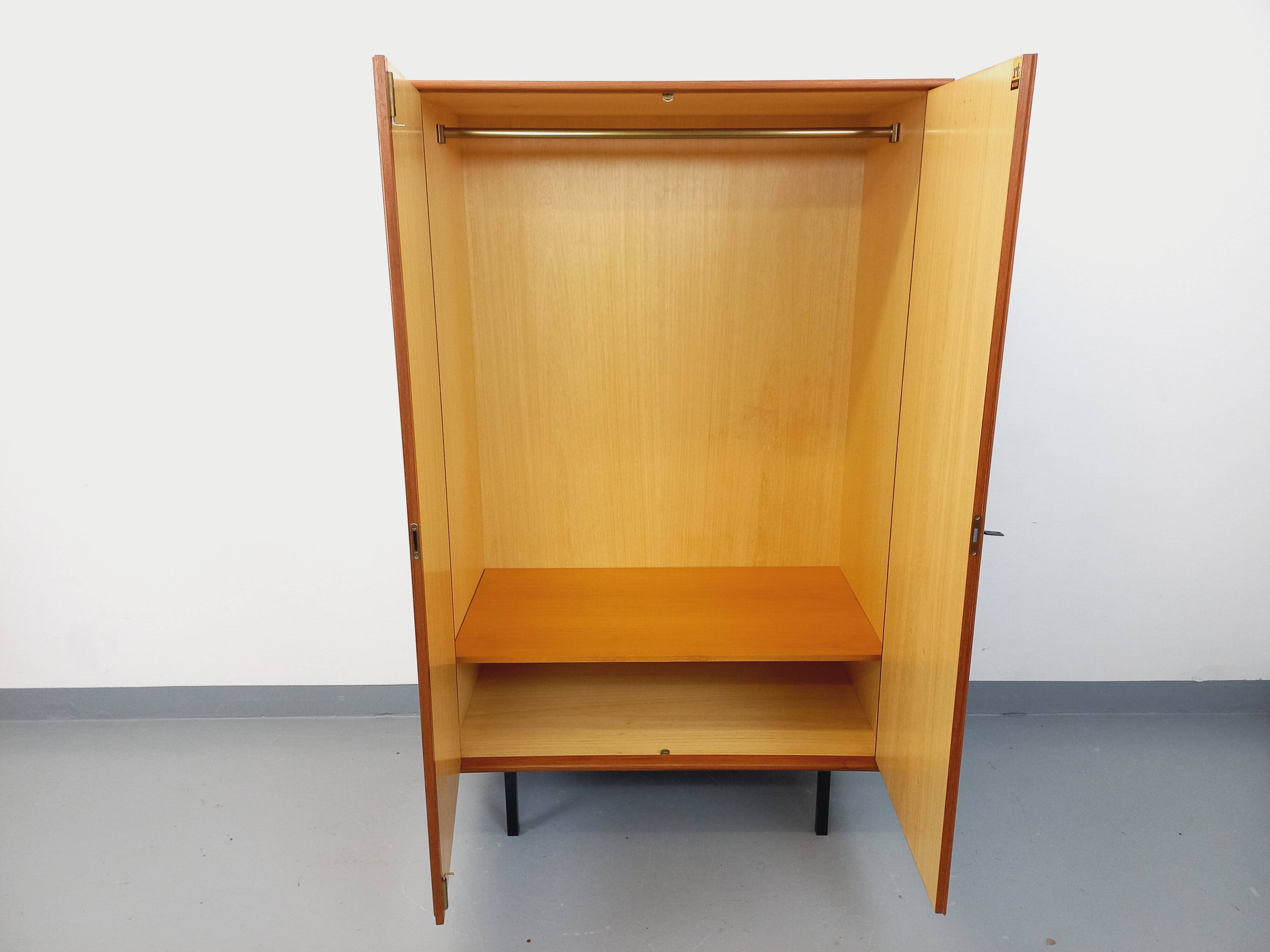 Vintage Scandinavian modernist wardrobe in teak and metal from the 1960s.