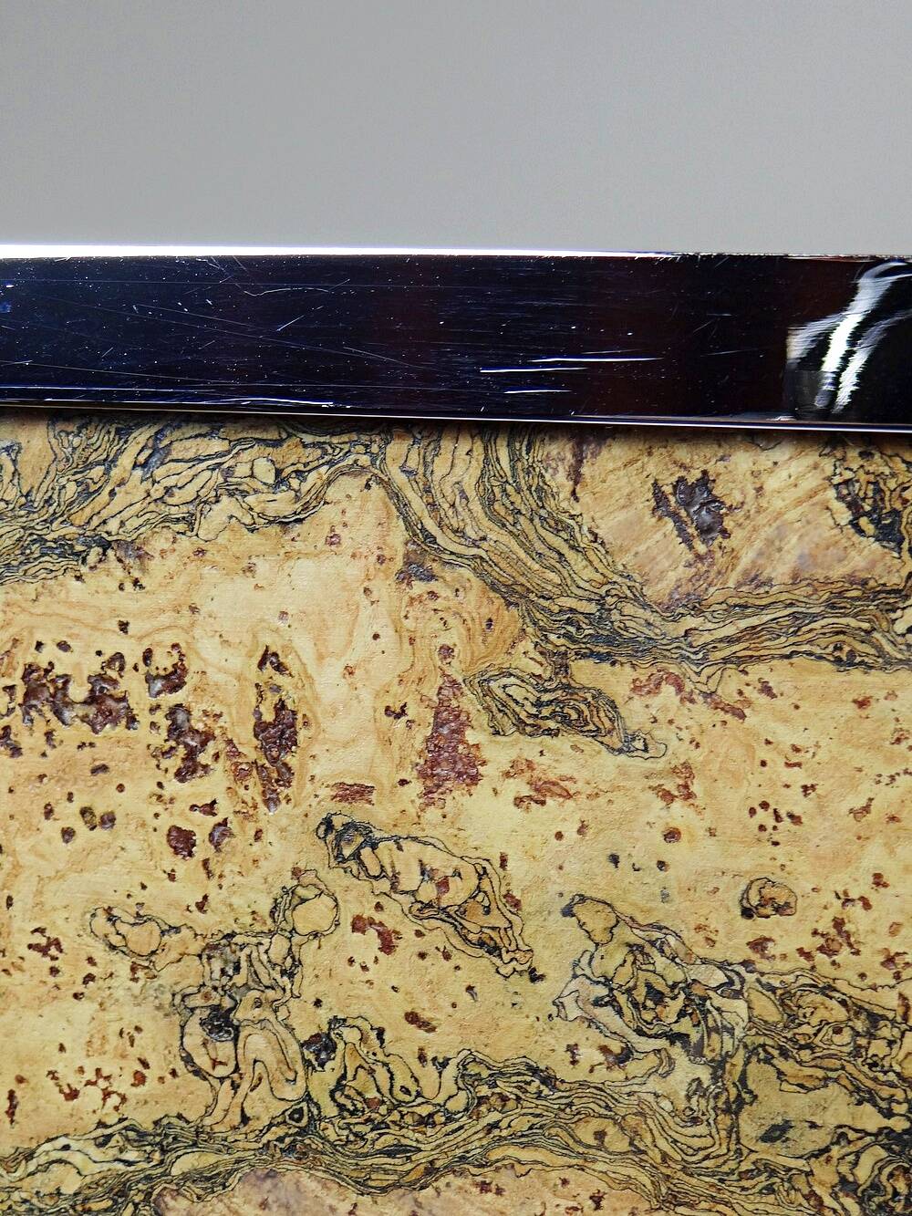 Mid-century chic chrome, cork and glass tray from the 70s