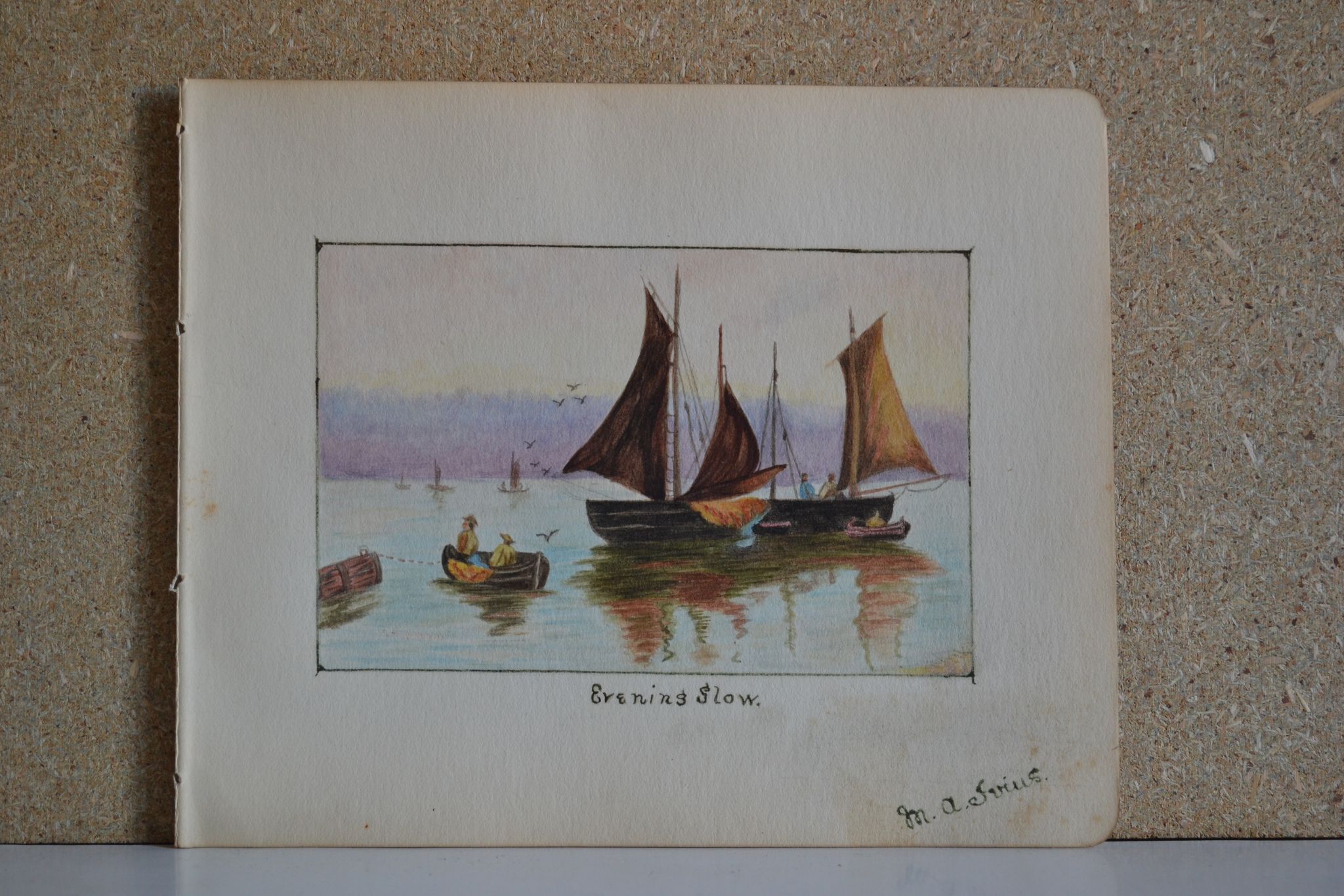 Pencil drawing circa 1910 evening glow
