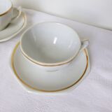 Set of 4 bistro coffee cups with gold rim