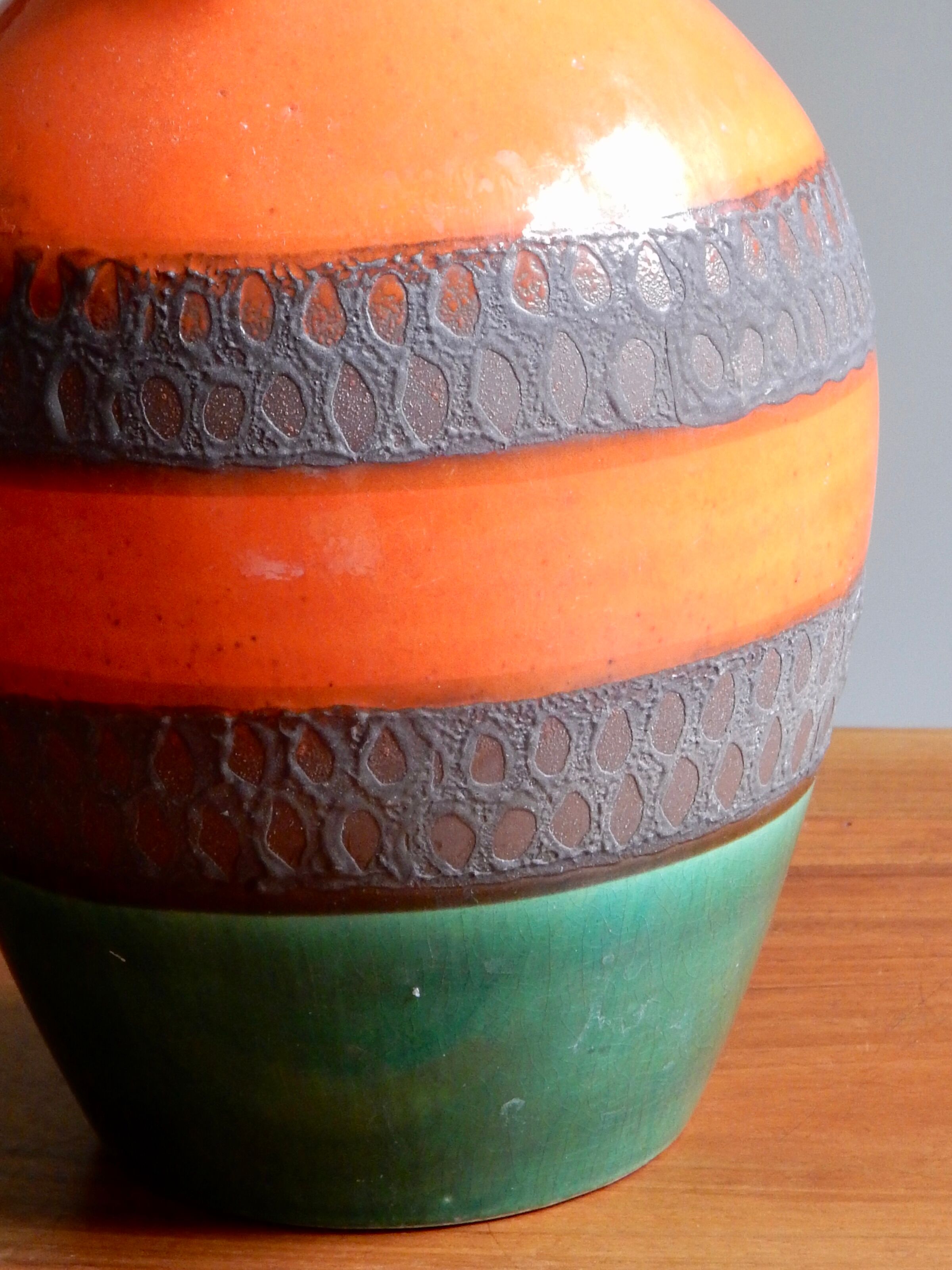 German ceramic orange vase from the 60s