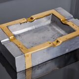 Brutalist ashtray by David Marshall, bronze and brass, Spain, 1970