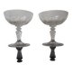 2 coupes à champagne anciennes en verre soufflé facetté