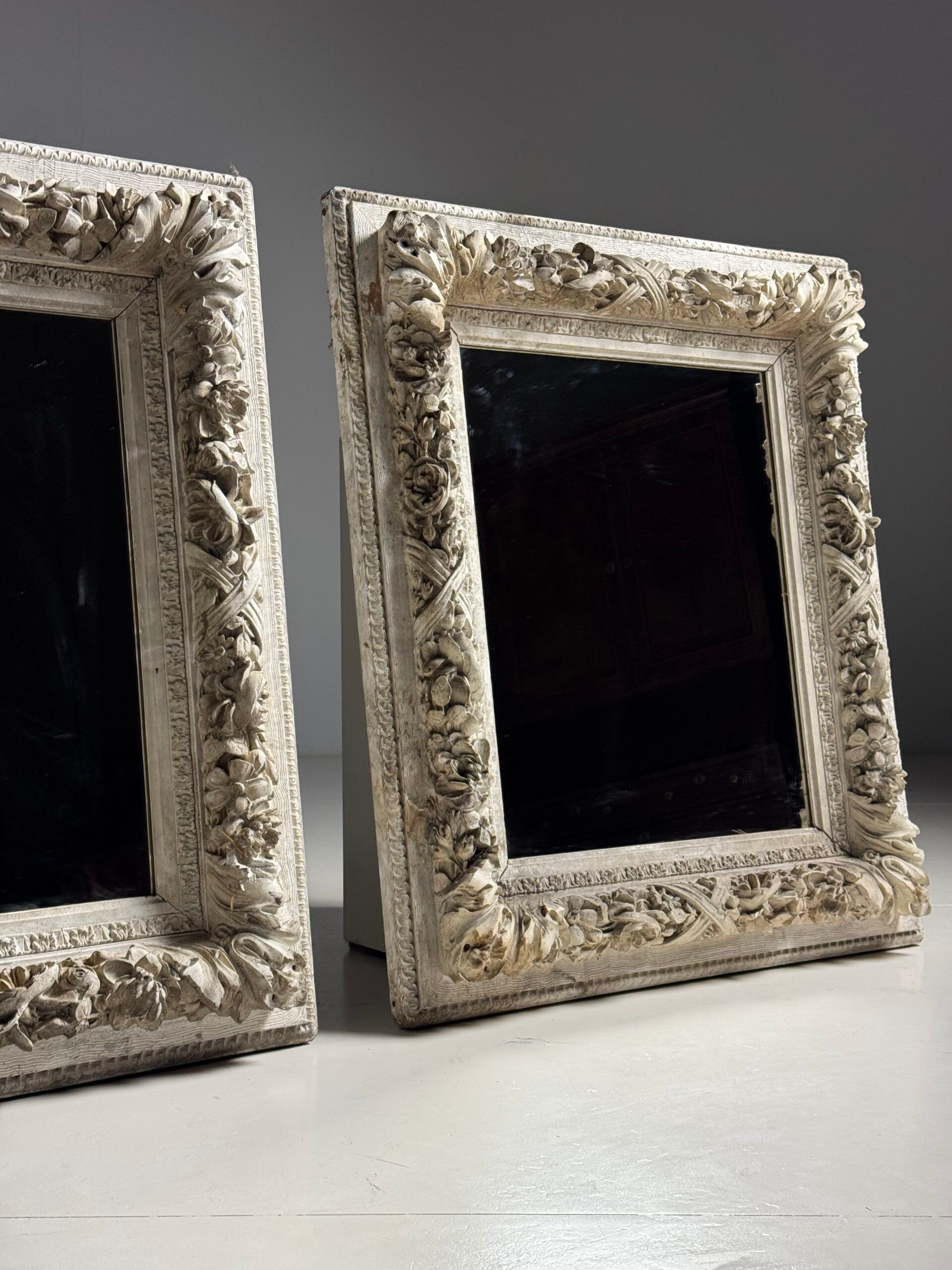 Set of three French mirrors white