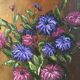 Tableau bouquet dans vase turquoise