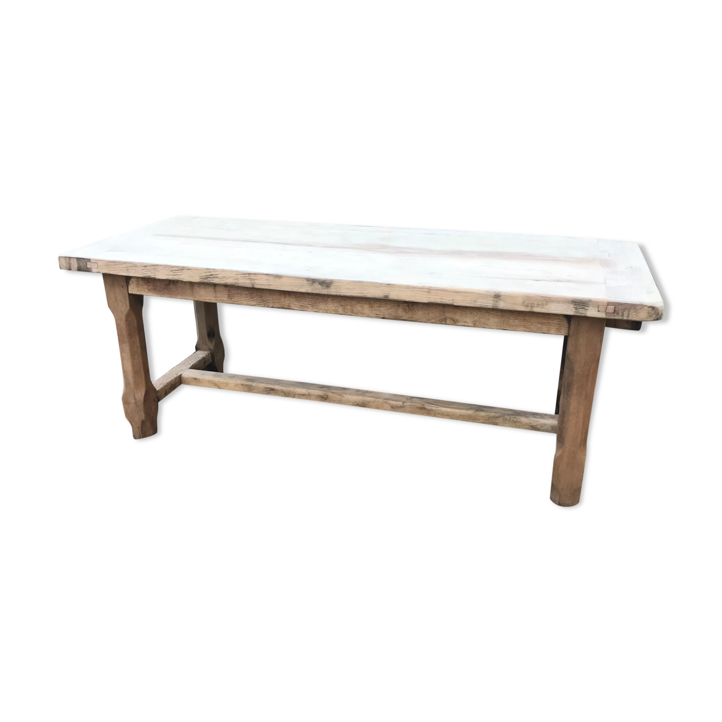 Lightened rustic stripped oak table