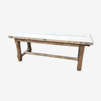 Table en chêne décapé rustique éclaircie